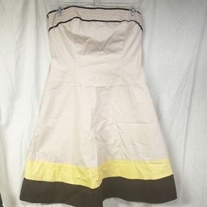 Alyn Paige Dress Womens size 5/6 Brown Cream Yellow Strapless Summer